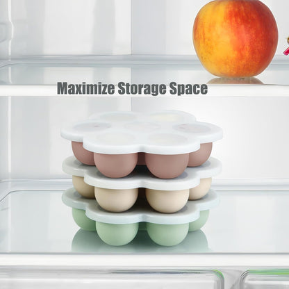 PandaEar Conjunto de 3 Bandejas de Silicone para Congelamento de Comida de Bebê com Tampas, Formas de Gelo para Congelador, Bandeja para Alimentos de Bebê em Fase de Introdução Alimentar,
