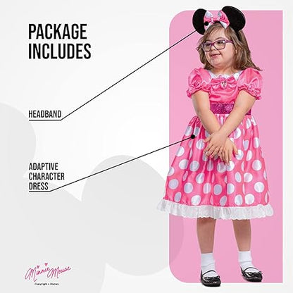 DISGUISE Fantasia adaptativa oficial da Minnie Mouse rosa da Disney, fantasias adaptativas para crianças