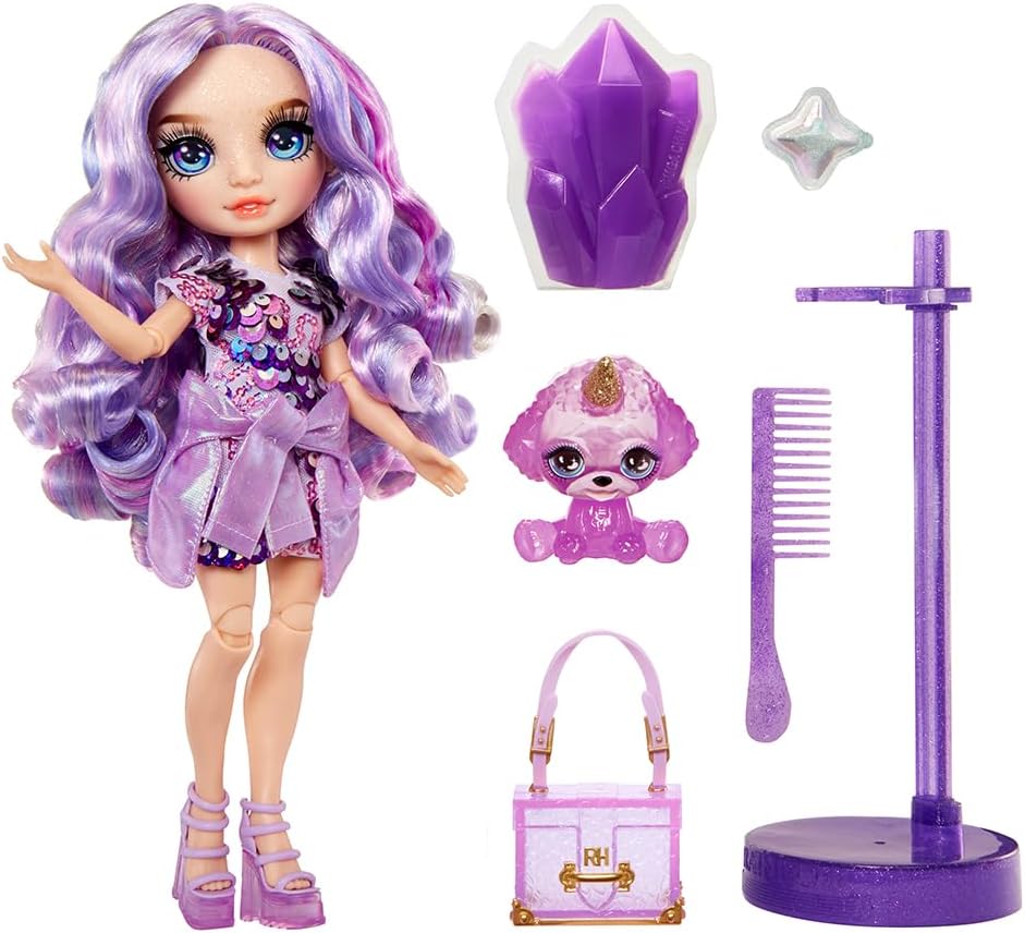 Boneca Rainbow High Fashion com Slime e Pet - Violeta (Roxo) - Boneca Shimmer de 28 cm com Sparkle Slime, Animal de Estimação Mágico e Acessórios de Moda - Brinquedo Infantil - Ótimo para idades de 4 a 12 anos