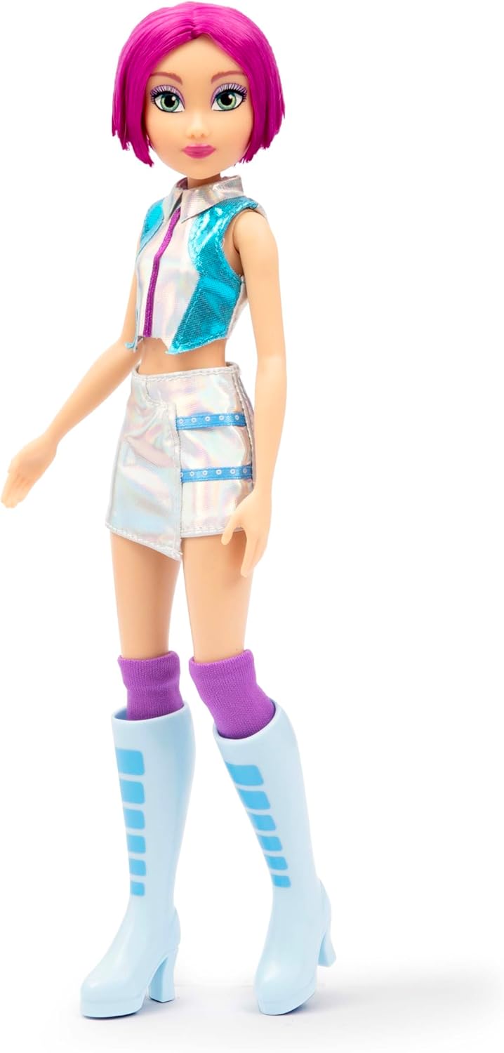 Winx Iconic Boneca – Tecna com Roupa Característica e Articulações – Boneca Fashion Clássica de 27cm com Cabelo Roxo e Saia Prateada – Brinquedo Oficial do Clube Winx para Meninas – Brincadeira Mágica de Aventura – A partir de 4 Anos