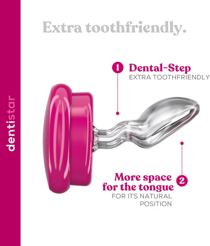 Dentistar Conjunto de 2 chupetas Day & Night - Tamanho 3 para mais de 14 meses - Chupeta de silicone adequada para dentes e mandíbulas - com 1 chupeta que brilha no escuro - Turquesa/Azul