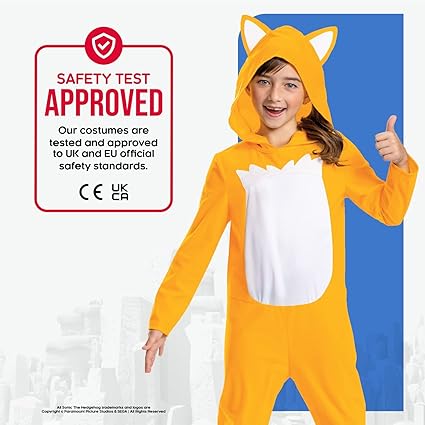DISGUISE Fantasia oficial de Tails Premium da SEGA Sonic para crianças - tamanho M (7-8 anos)