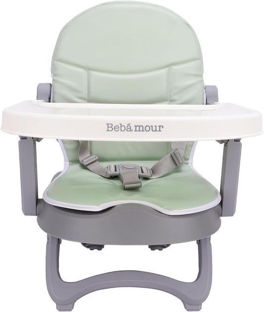 Bebamour Silla de Bebé Asiento Elevador con Bandeja Sit Me Up Silla de Bebé para Comer Portátil, Viajar, con Tapicería Verde