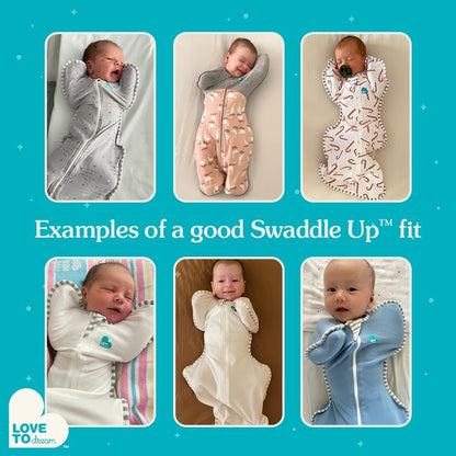 Love To Dream™ Swaddle UP™, Recém-nascido 2,2-3,8kg - Mini Nuvem Branca | Ajuste perfeito, promove uma rotina de sono saudável | 1,5 Tog, ideal para uso durante todo o ano (18–22°C) | Algodão lavável à máquina e zíper duplo