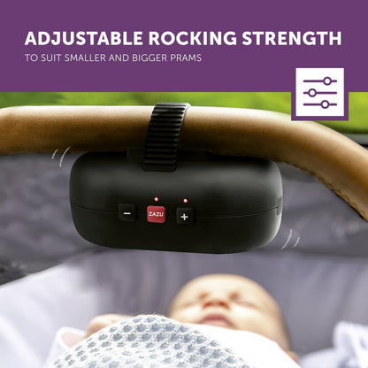 ZAZU Robby Baby Rocker - Cadeira de balanço automática para carrinho de bebê, força ajustável, temporizador de 40 minutos, sensor de choro, bateria de longa duração, resistente à água, ajuste universal