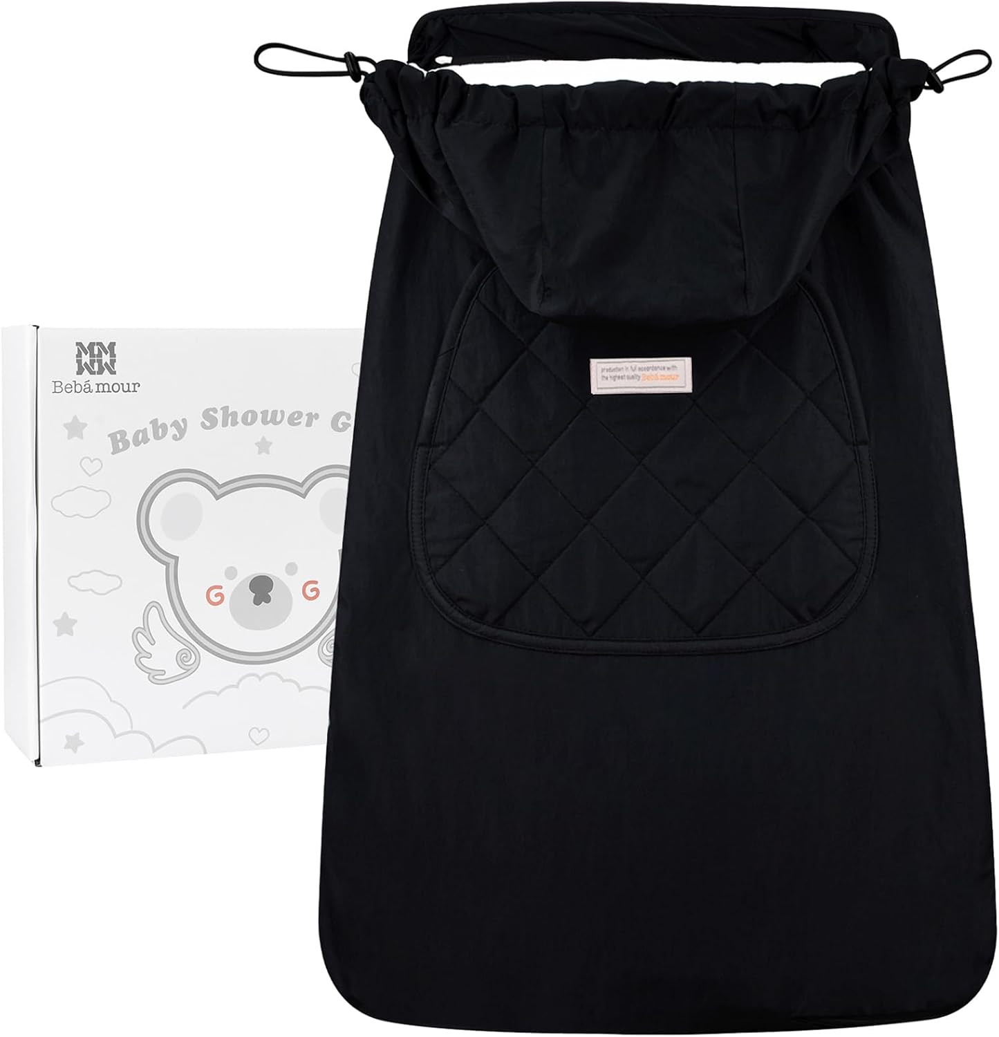 Bebear Capa de inverno para porta-bebê, capa universal com capuz para todas as estações (preta)
