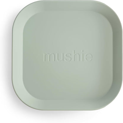 Mushie Pratos para Crianças | Conjunto de 2 Peças | Reutilizáveis e Livres de BPA | Podem ser Lavados na Lava-louças e Usados no Micro-ondas | Fabricados na Dinamarca | Quadrados (Verde Sálvia)