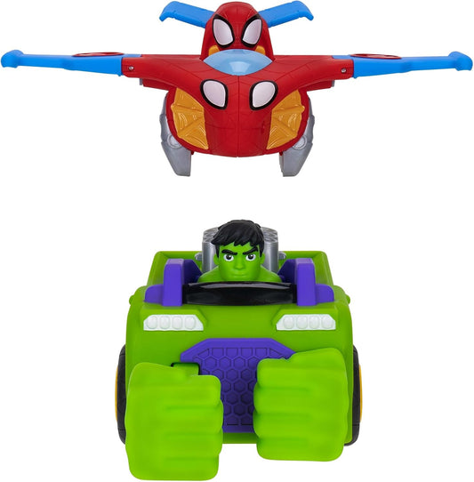 Tanque Marvel Team Up do Homem-Aranha e seus Incríveis Amigos - Combinando o Tanque Hulk Smash de 15 cm e o Jato Planador do Homem-Aranha de 10 cm