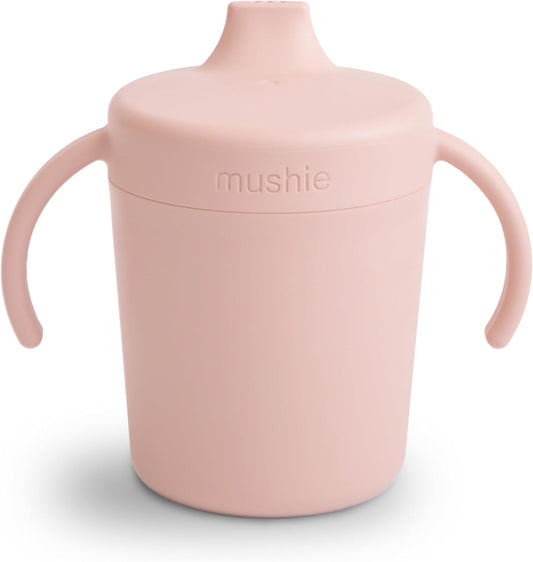 Mushie Copo de Treinamento | Fabricado na Dinamarca | Tampa e alças de rosca à prova de vazamentos | 6 meses ou mais (Rosa claro)
