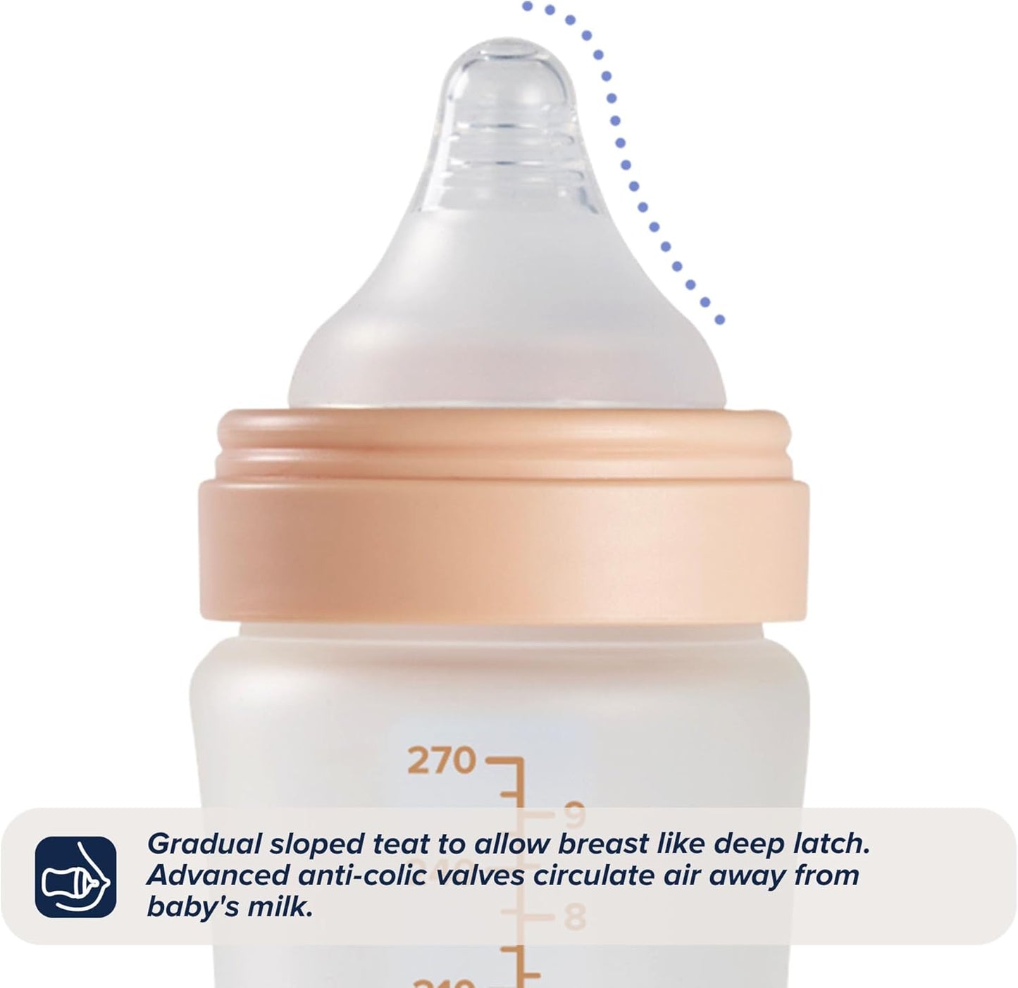 Nuby Kit com 2 Mamadeiras de Vidro Anticólicas RapidBottle - Mamadeira Rápida com Revestimento de Silicone e Bico Semelhante ao Seio Materno | Alimentação Rápida | Sem Microplásticos | Esterilização Rápida | 266ml