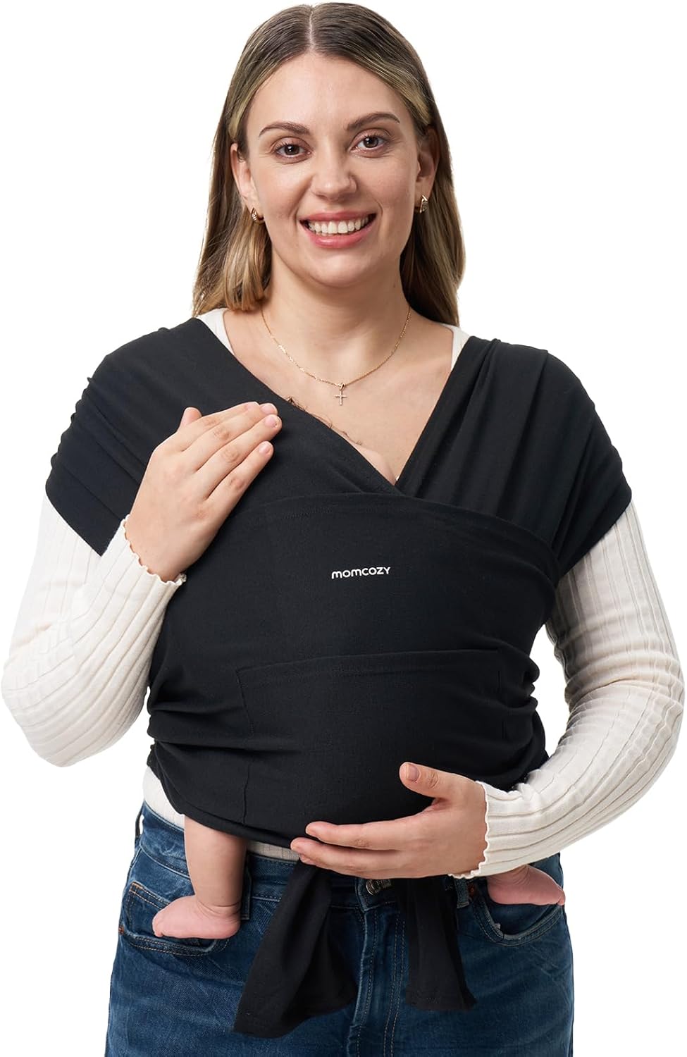 Momcozy Canguru para Bebês de 3,6 a 15 kg, Fácil de Usar, Ajustável e Ideal para Bebês Recém-Nascidos e Crianças Pequenas, Preto