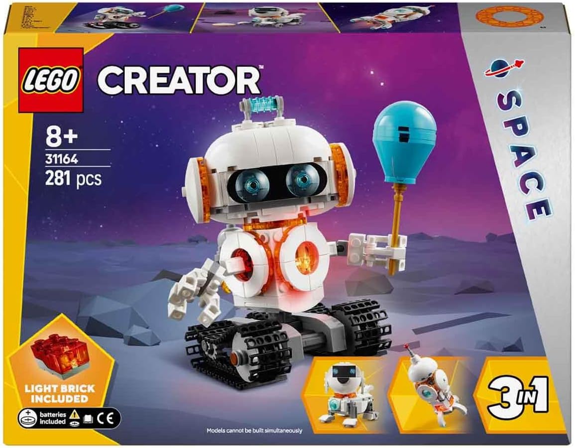 LEGO Brinquedo robô espacial Creator 3 em 1 - transforma-se em uma figura de cachorro ou modelo de foguete - Conjunto de construção para crianças - Ideia de presente com tema espacial para crianças, meninos e meninas com mais de 8 anos