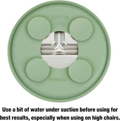 PandaEar Conjunto de 3 pratos infantis em aço inoxidável com ventosa, prato dividido com ventosa para introdução alimentar BLW (Baby Led Weaning), conjunto antiderrapante para alimentação de bebês e crianças pequenas,