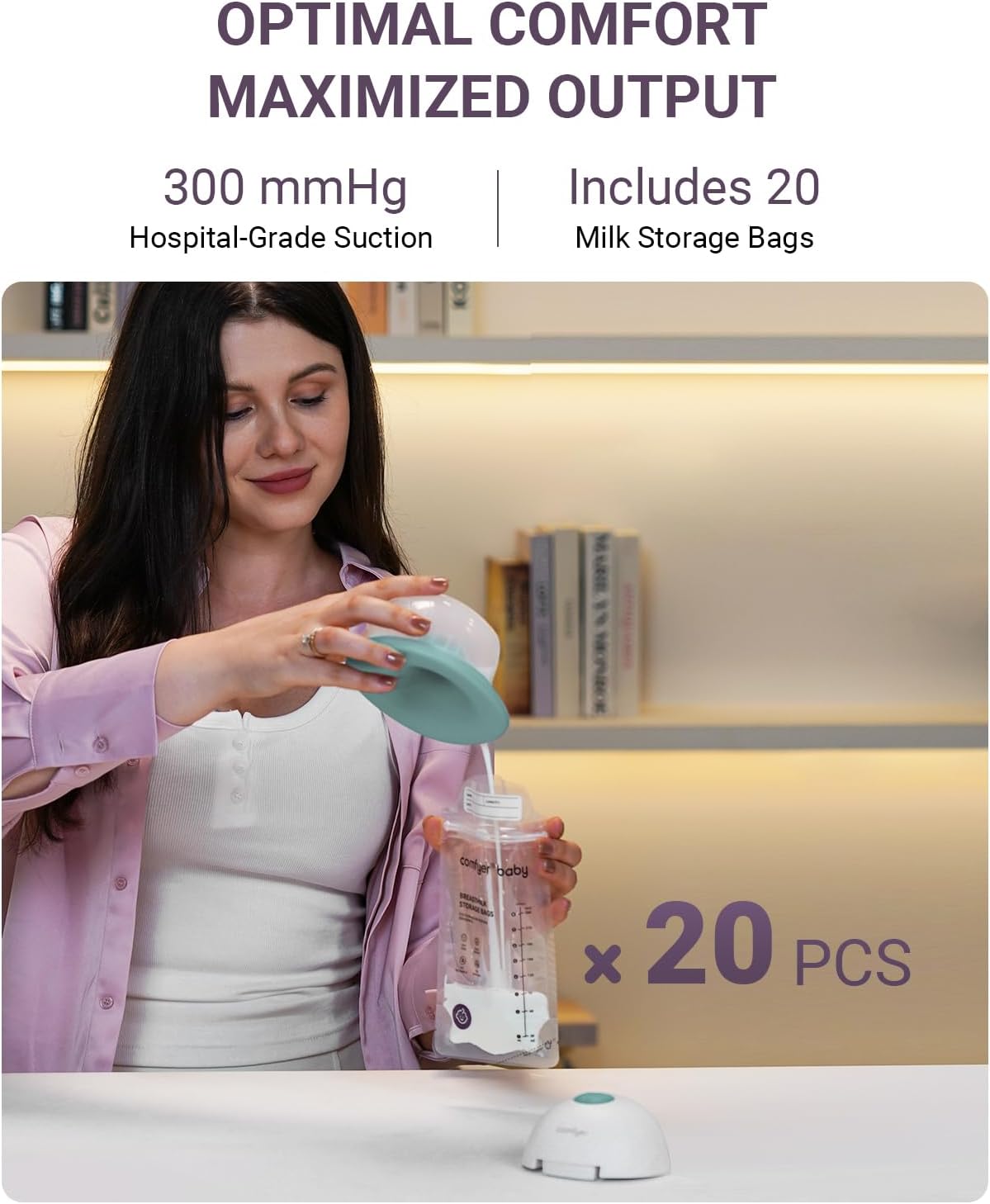 Bomba tira-leite elétrica portátil com as mãos livres para a boca do bebê, flange selada com 3 tipos de 17, bomba tira-leite aquecida mais confortável com as mãos livres, tecnologia de aquecimento líder do setor, base de carregamento magnética inovadora