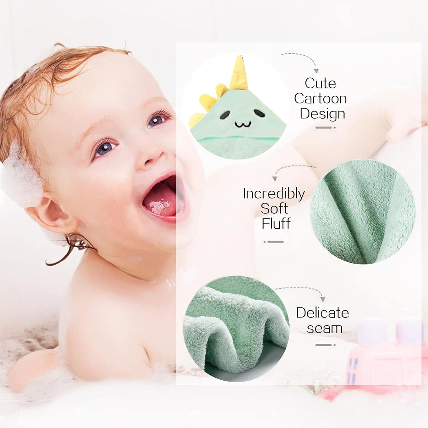 HiABsee Toalhas de bebê com capuz Toalhas de bebê ultra macias com capuz para recém-nascidos, toalha de banho de bebê com design animal exclusivo para meninos e meninas, dinossauro