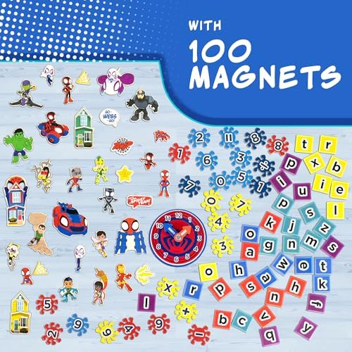 Mesa de Atividades Infantil Marvel Homem-Aranha e Seus Incríveis Amigos – Mesa de colo dobrável de madeira com quadro branco, acessórios magnéticos, bolsos de armazenamento e marcador – Mesa de atividades portátil para meninos e meninas