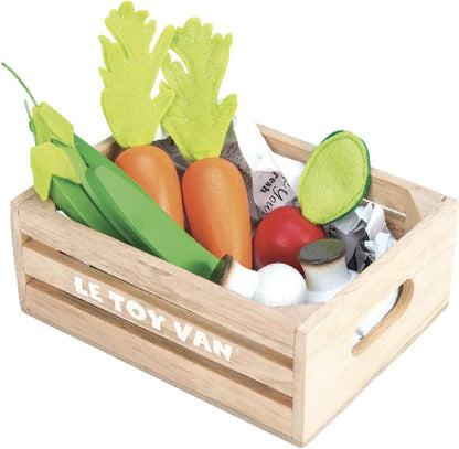 Le Toy Van - Caixa de vegetais de madeira do mercado de abelhas '5 por dia' | Supermercado fingir brincar de comprar comida