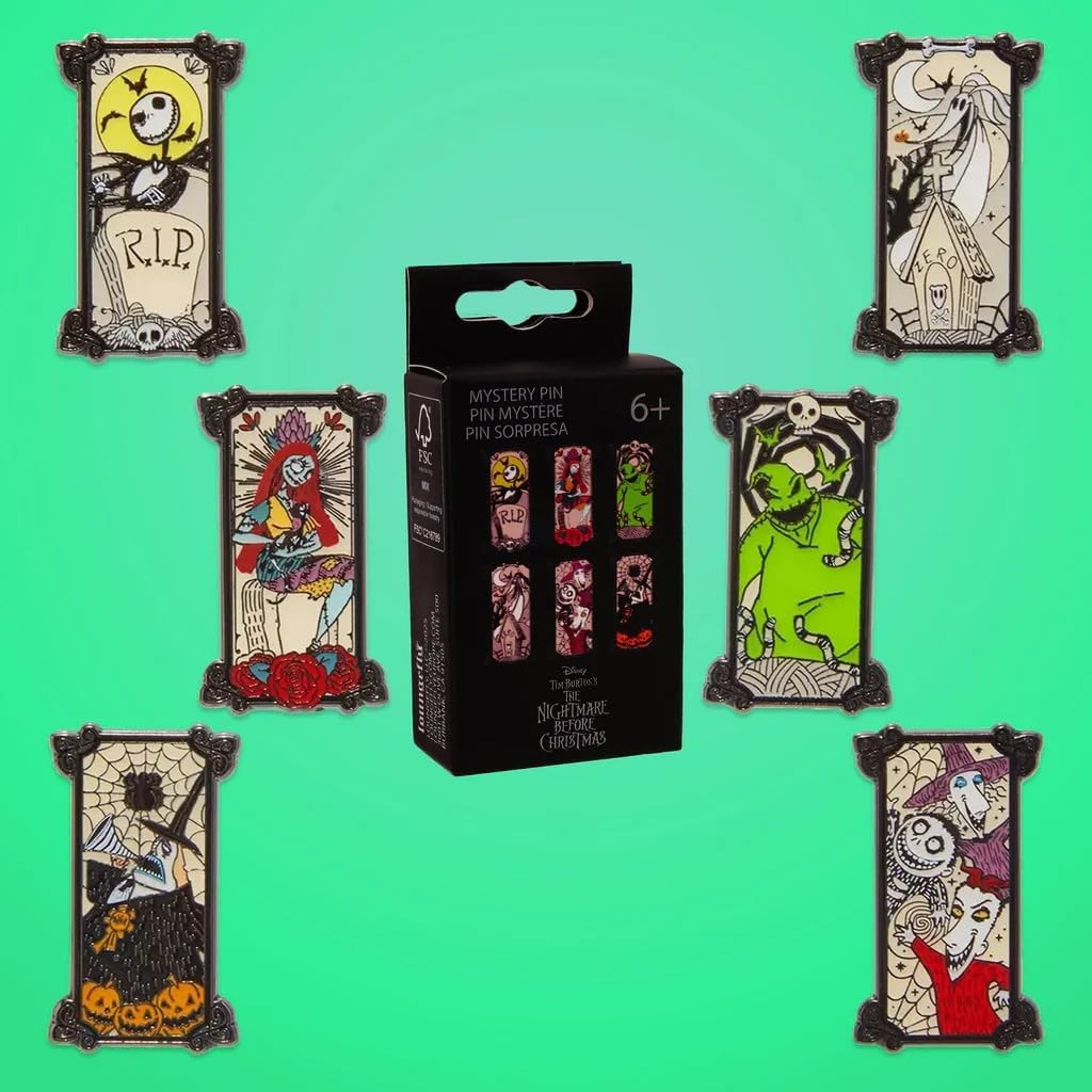 Loungefly - Disney - O Estranho Mundo de Jack - Pins de esmalte misteriosos estilo retrato - 1 de 6 para colecionar - Os estilos variam - TNBC - Caixa surpresa - Broche fofo e colecionável - para mochilas e bolsas