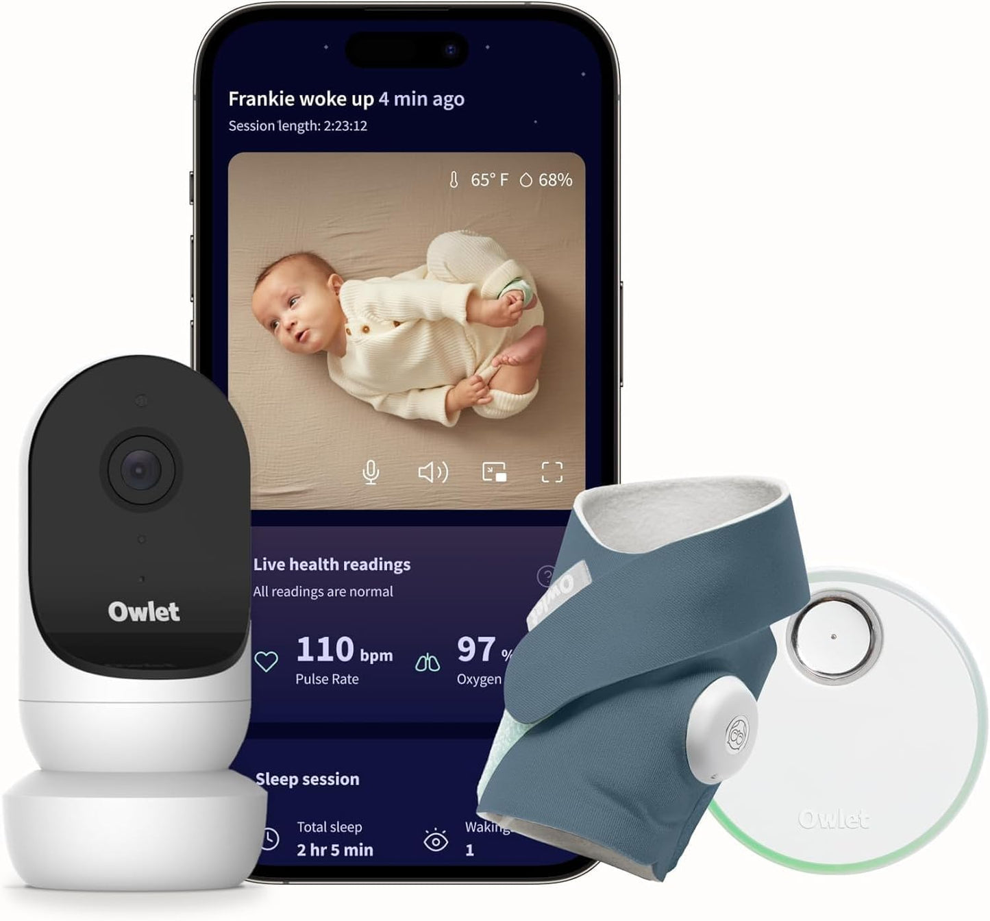 Owlet Dream Sock® - Monitor inteligente para bebês - Monitore a frequência cardíaca (pulsação) ao vivo, oxigênio em bebês - Menta