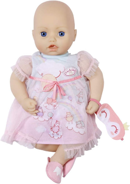 Baby Annabell Vestido Sweet Dreams - Roupa para bonecas de 43 cm - Para crianças a partir de 3 anos - Fácil de vestir para mãos pequenas - Inclui camisola, pantufas, máscara de dormir e cabide