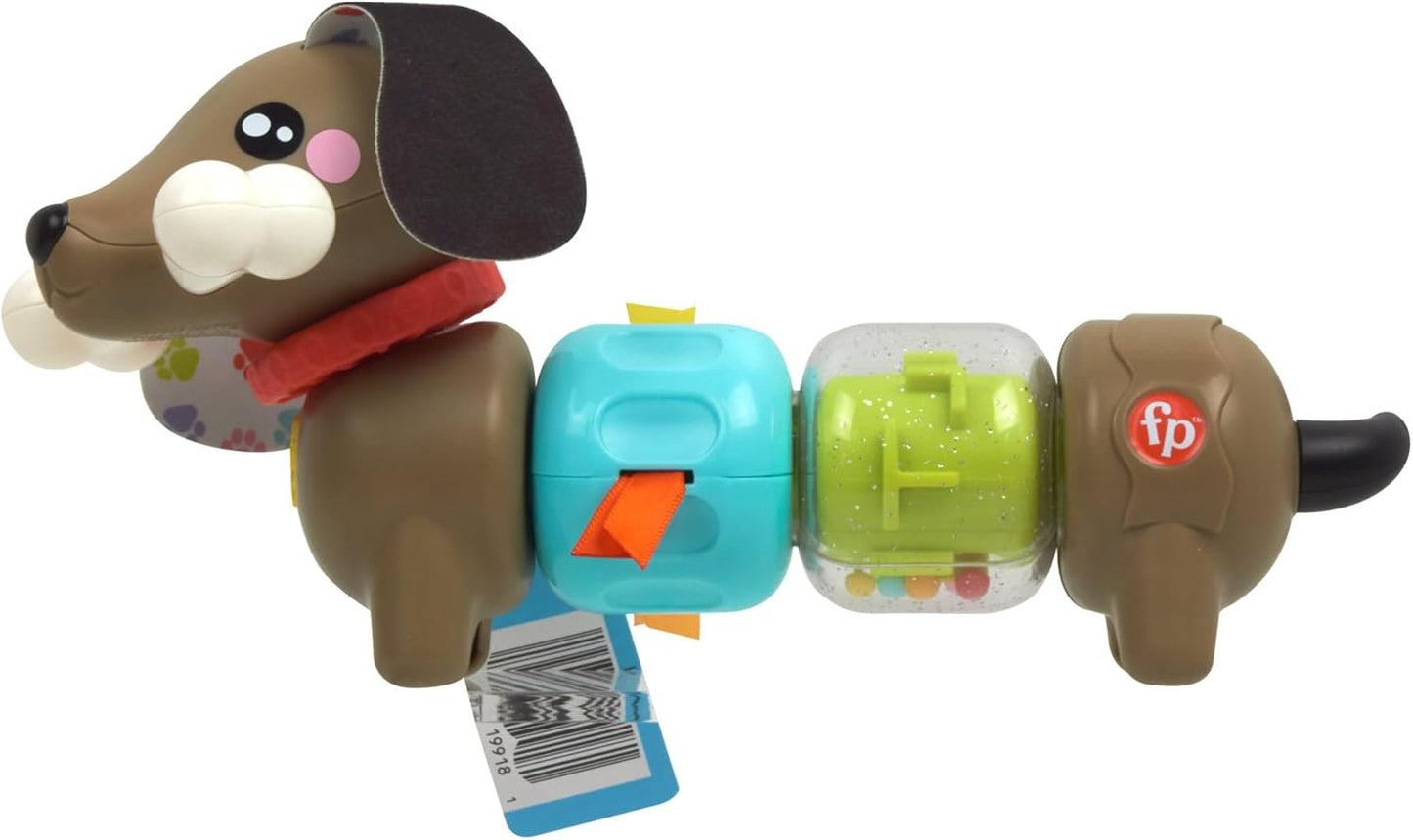 Brinquedo sensorial para bebês Fisher-Price FP Pets Click & Spin, cachorrinho com atividades de coordenação motora fina para bebês a partir de 6 meses, HTW91