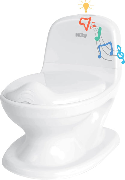 Nuby My Real Urinal Potty Training Toilet para meninos com botão de descarga realista e som para bebês e crianças, branco