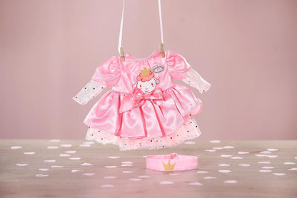 Baby Annabell Vestido de aniversário 710548 - Vestido de tule rosa com tiara de coroa combinando para bonecas de 43 cm - Adequado para crianças a partir de 3 anos de idade.