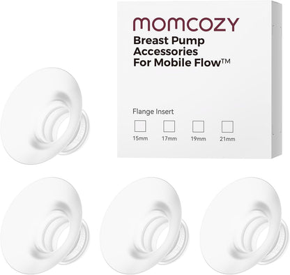 Momcozy Mobile Flow | Inserto de flange de 19 mm para atualização M9, acessórios de reposição originais para bomba de amamentação Mobile Flow | M9, pacote com 4 peças (19 mm)