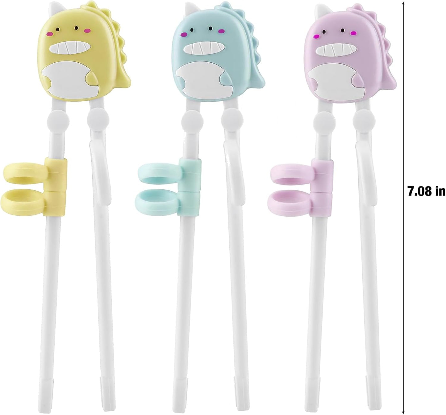 PandaEar Conjunto de 3 pares de hashis infantis com tema de dinossauro para crianças em fase de aprendizado e treinamento. Ideais para bebês e crianças pequenas.