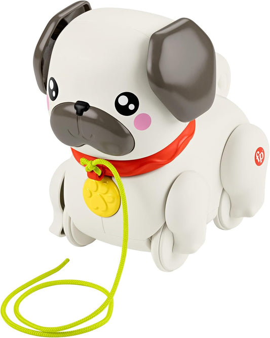 Brinquedo de puxar Fisher-Price para bebês e crianças pequenas, modelo FP Pets Walk-The-Pup-Pug, com movimento e sons, para crianças a partir de 12 meses, HTW94