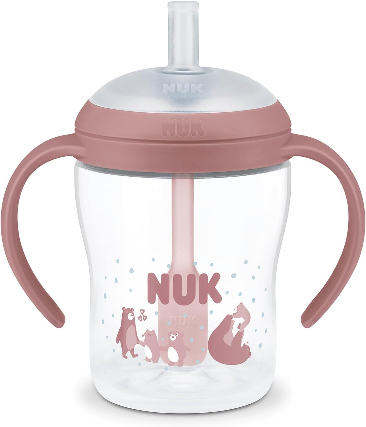 NUK Copo de Treinamento com Canudo Perfect Match | 8+ meses | 150 ml | Copo com canudo antivazamento para bebês | Alças antiderrapantes | Urso | 1 unidade