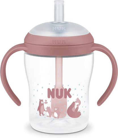 NUK Copo de Treinamento com Canudo Perfect Match | 8+ meses | 150 ml | Copo com canudo antivazamento para bebês | Alças antiderrapantes | Urso | 1 unidade
