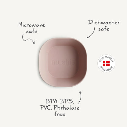 Mushie Tigelas para Jantar Infantil | Conjunto de 2 Tigelas Reutilizáveis Livres de BPA | Podem ser Lavadas na Lava-louças e Usadas no Micro-ondas | Fabricadas na Dinamarca | Quadradas (Marfim)