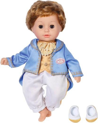 Baby Annabell Boneca Little Sweet Prince 707104 - 36 cm com corpo de tecido super macio e olhos que fecham para crianças pequenas - Inclui blusa, calça e sapatos dois em um - Adequada para crianças a partir de 1 ano, Multicolorida