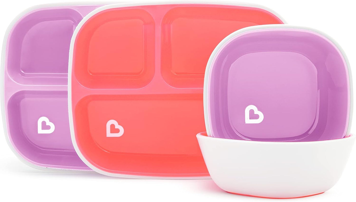 Platos antisalpicaduras con separadores y cuencos Munchkin - Kit de 4 