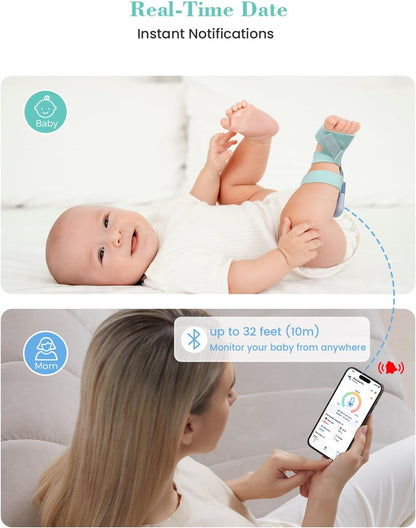 Babytone Oxímetro de pulso infantil, meia inteligente para bebês que monitora o nível de oxigênio, frequência cardíaca e movimentos