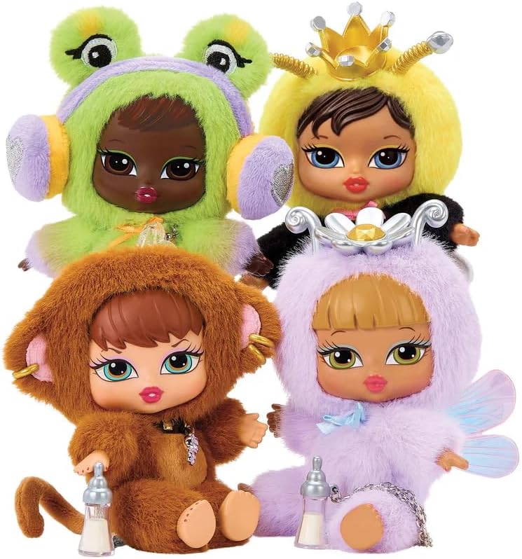 Bratz Bratziez Iconz Bestiez – Pelúcia Colecionável (6 Personagens), Rosto Rígido, Clipe com Pingente em Formato de Boca, Acessório de Mamadeira, Para Maiores de 6 Anos