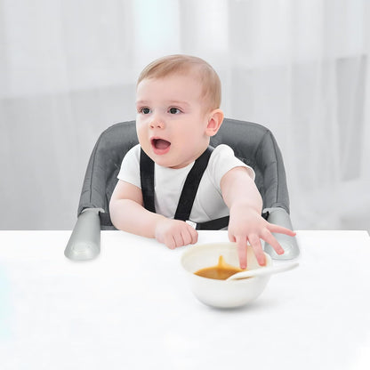 PandaEar Cadeira Alta Portátil com Gancho | Cadeira Alta Portátil para Bebê com Clipe para Mesa, Assento Elevatório para Refeições, Cinza