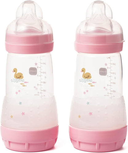 MAM Mamadeiras anticólicas Easy Start | Mamadeira autoesterilizante para leite materno | Tetinas MAM de fluxo médio tamanho 2, itens essenciais para recém-nascidos