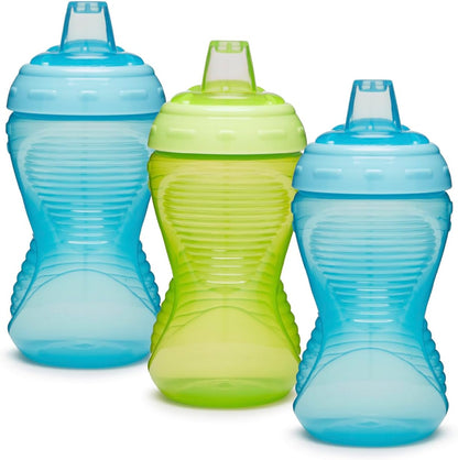 Munchkin Kit com 3 Copos Mighty Grip para Bebês | À prova de vazamentos | 296 ml | Azul/Verde