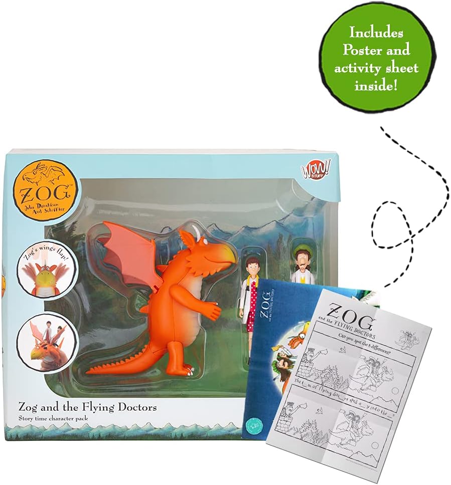 WOW! STUFF Zog e os Doutores Voadores - Conjunto de Histórias | Bonecos de Ação Articulados Colecionáveis | Brinquedos e Presentes Oficiais da Julia Donaldson e Axel Scheffler Books and Films
