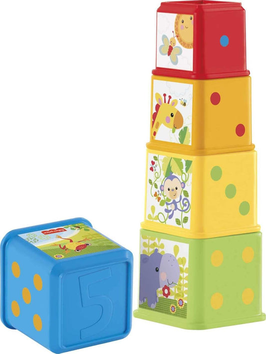 Conjunto de 5 blocos de empilhar e encaixar da Fisher-Price, para bebês a partir de 6 meses de idade, CDC52