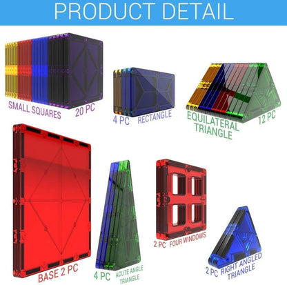 Blocos de construção de ladrilhos magnéticos Desire Deluxe, brinquedos de construção para meninos e meninas, 47 peças – Brinquedo educacional de aprendizagem STEM para crianças de 3, 4, 5, 6, 7 e 8 anos, presente