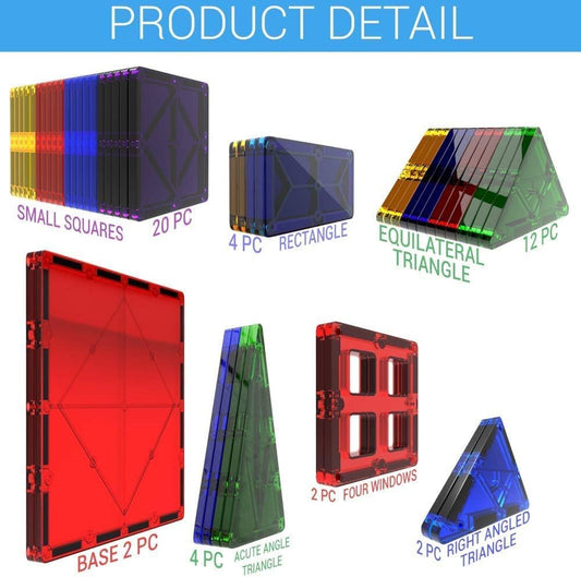 Blocos de construção de ladrilhos magnéticos Desire Deluxe, brinquedos de construção para meninos e meninas, 47 peças – Brinquedo educacional de aprendizagem STEM para crianças de 3, 4, 5, 6, 7 e 8 anos, presente