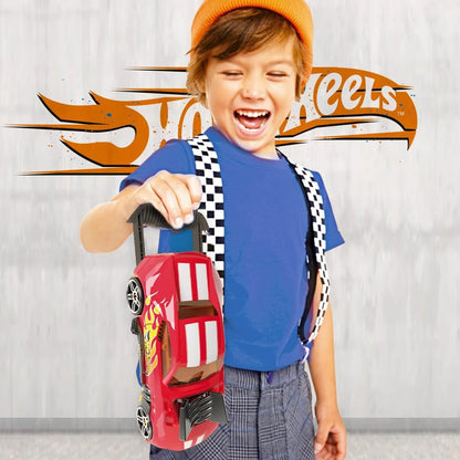 Hot Wheels Estojo para guardar carrinhos 2 em 1, modelo Race N' Haul, com rodas livres e alça retrátil - Capacidade para até 15 carrinhos (carrinhos não inclusos).