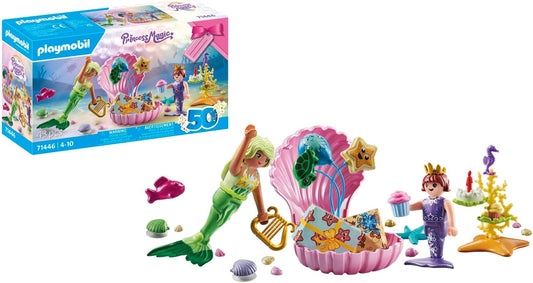 Playmobil 71446 Princesa Mágica: Festa de Aniversário da Sereia, celebração alegre com duas sereias e presentes coloridos, encenação divertida e imaginativa, conjuntos de jogos artísticos adequados para crianças a partir de 4 anos