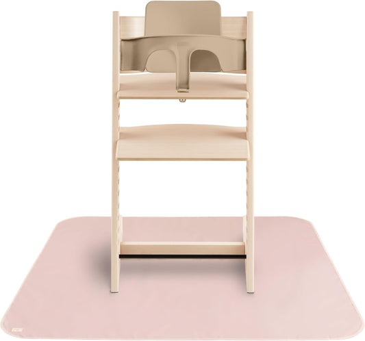 Mushie Tapete Splat para cadeira alta | Tapete impermeável para cadeira alta | 108x108 cm | Leve, durável e livre de BPA | Ideal para recolher restos de comida e para a introdução alimentar do bebê (Rosa claro)