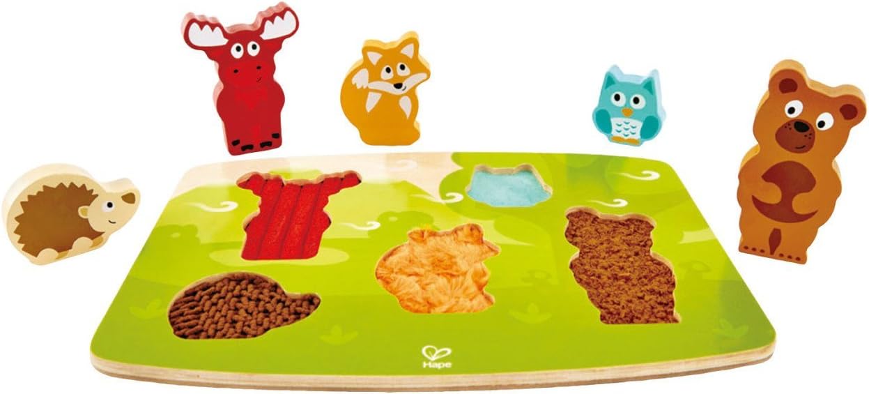 Hape HAP-E1621 E1621 Fühlpuzzle Waldtiere Forest Animal Rompecabezas táctil, Multicolor