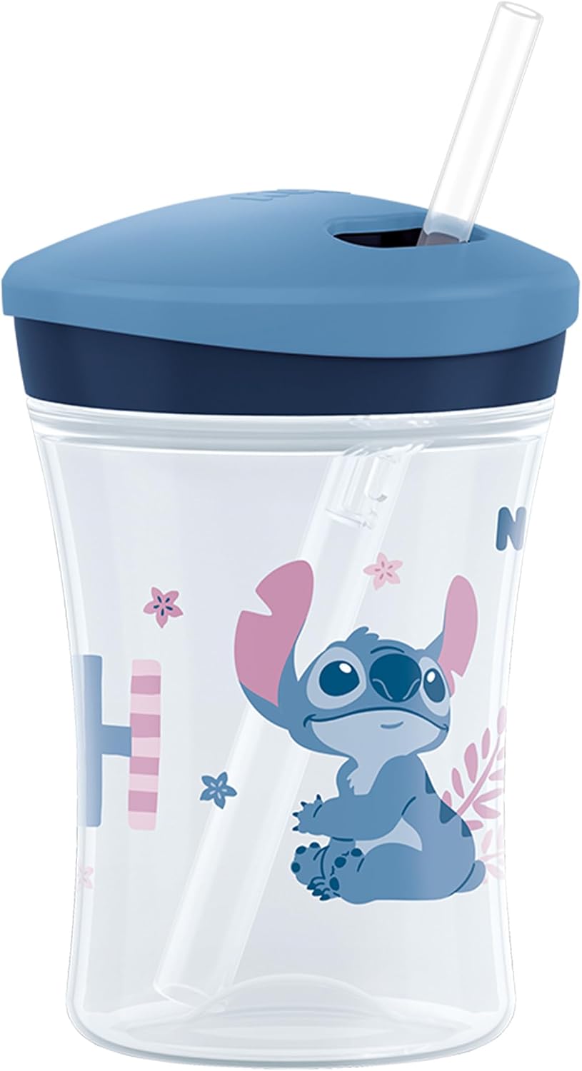 NUK Copo de Treinamento com Canudo First Choice | 12+ Meses | 230 ml | Copo Antivazamento com Canudo para Crianças Pequenas | Disney Lilo & Stitch | 1 Unidade