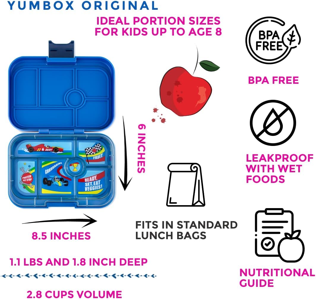 yumbox Recipiente original de lancheira Bento à prova de vazamentos para crianças (cinza nebuloso (bandeja de Paris))
